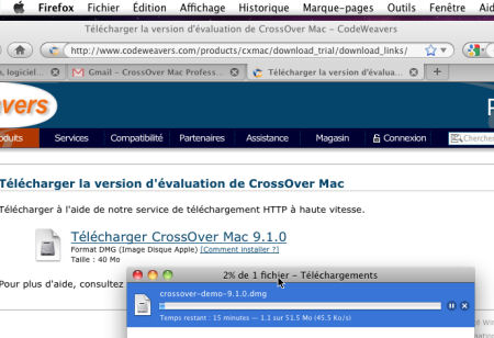 Téléchargement de CrossOver Mac