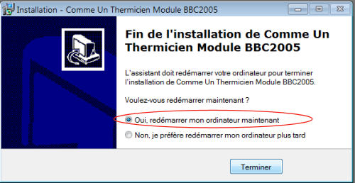 Redémarrer l'ordinateur
