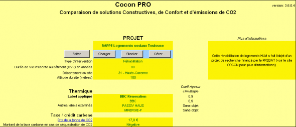 Onglet projet
